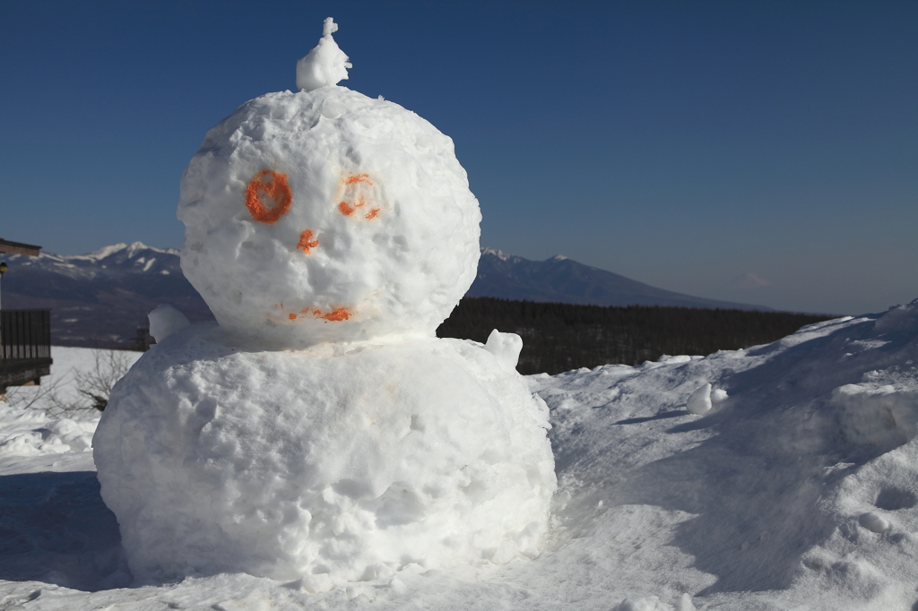 雪だるまと・・・八ヶ岳と富士山