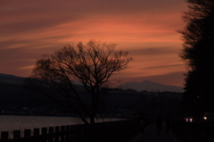 山中湖湖畔からの夕景