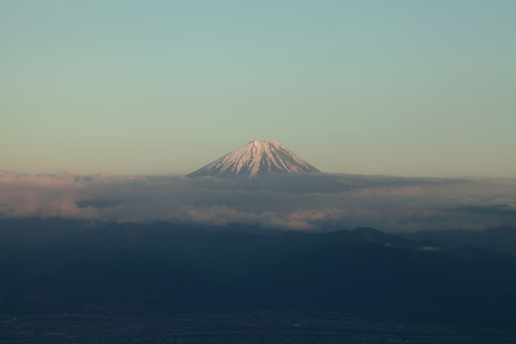 夕景の富士山