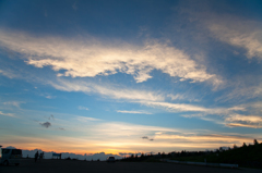 魚眼で撮る夕焼け雲