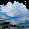 池に映る雲
