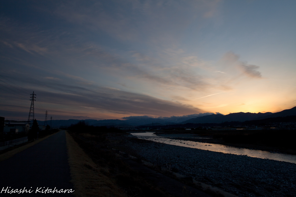 天竜川と夕焼け空①