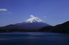 本栖湖と富士山