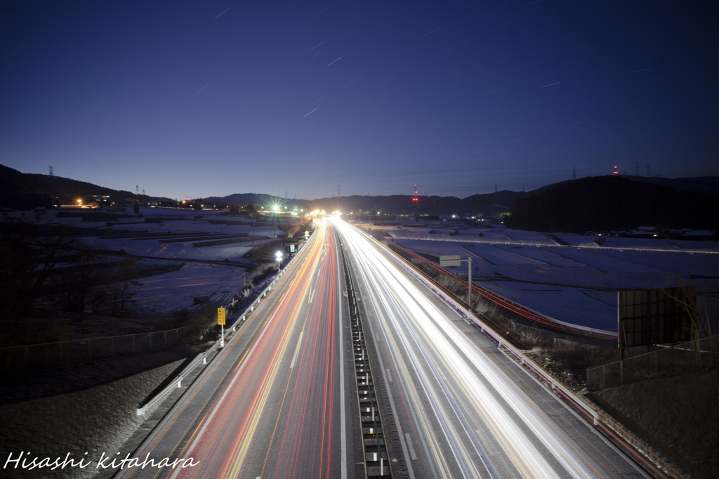 光跡と星空