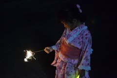 浴衣と花火
