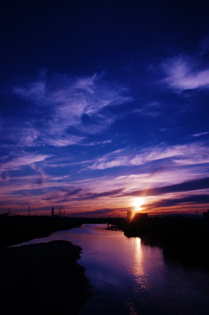 大和川からの夕日４
