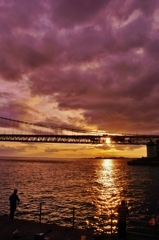  bridge and the setting sun