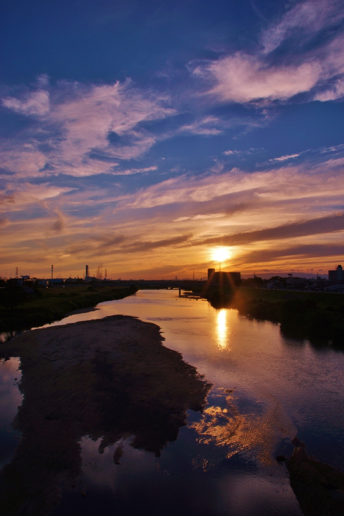 大和川からの夕日