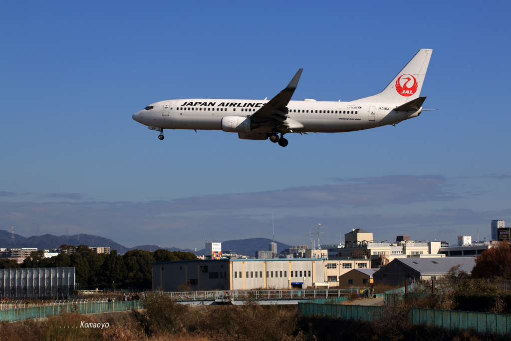 千里川を越えるB737