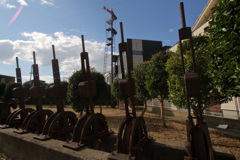 腕木式信号機と転轍機レバー