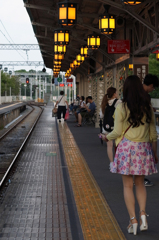 夕刻の嵐山駅