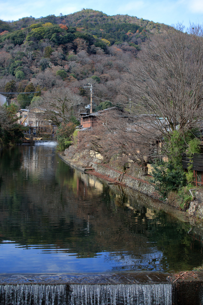 年末の嵐山景色