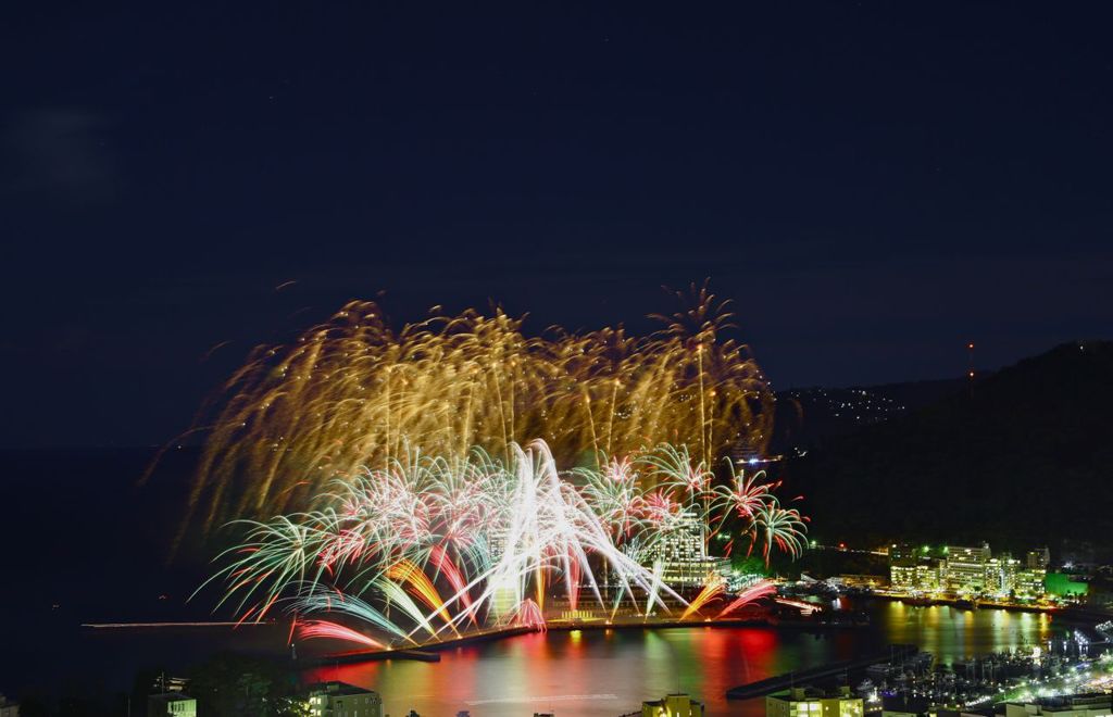 真冬の夜空に打ち上げられた彩りの花