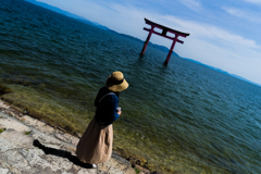白髭神社と女子