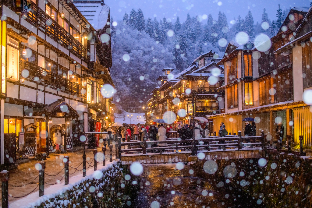 銀山温泉の雪景色