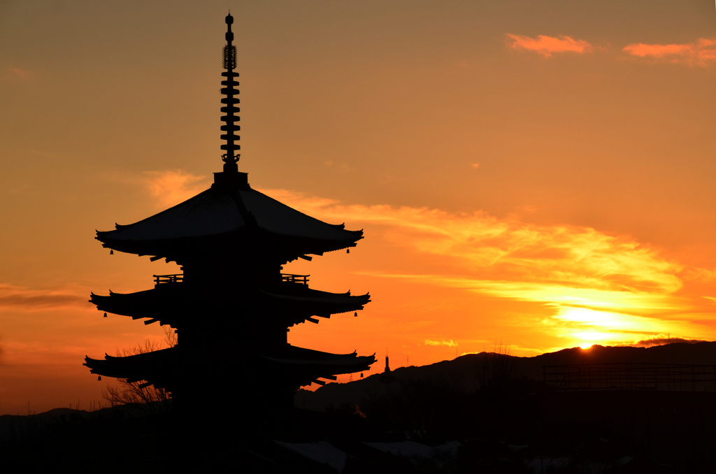 東山の夕日