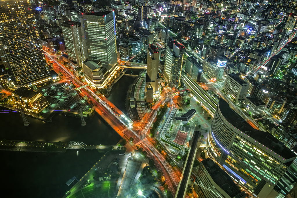 横浜夜景と光跡