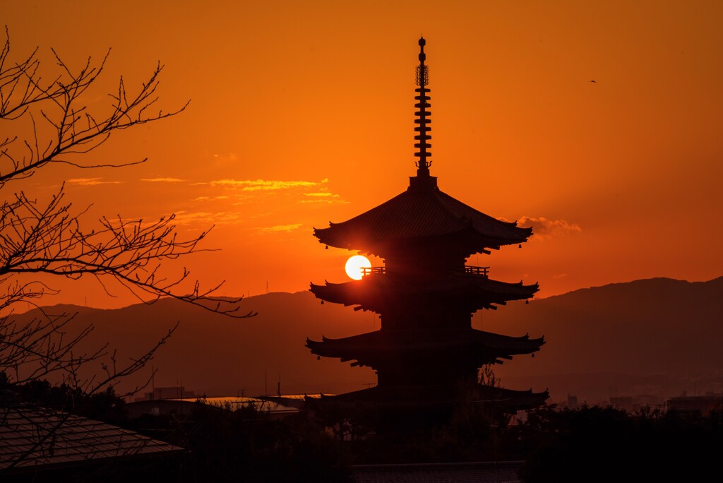 八坂の塔と夕日(速報版)