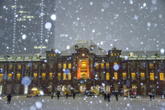 東京駅の雪景色(再編集版)