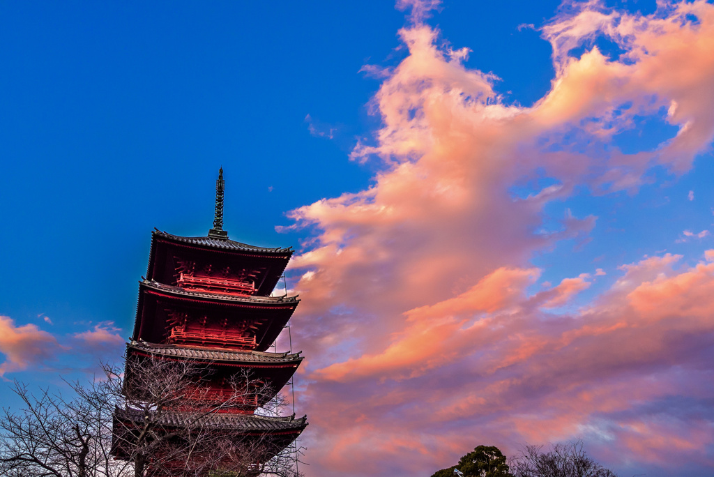 池上本門寺の夕焼け空