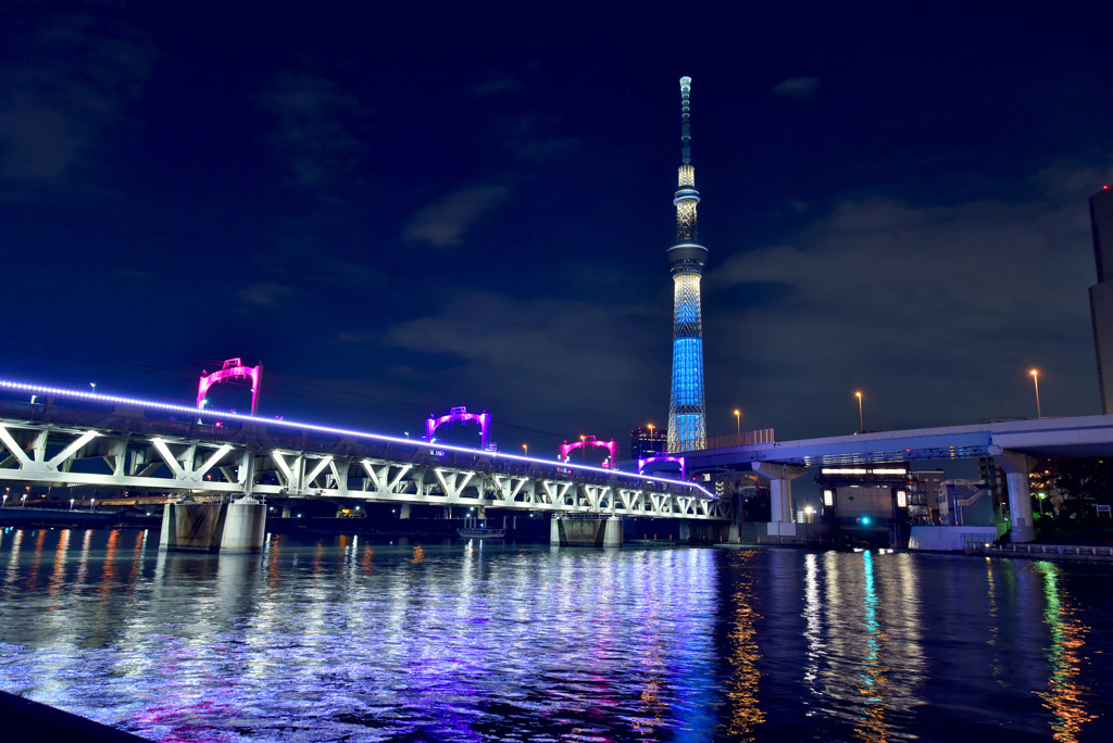 スカイツリーと東武鉄橋