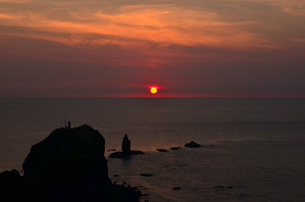 神威岬の夕日