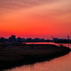 多摩川の夜明け