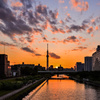 ふれあい橋夕景
