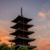 本門寺五重塔と夕焼け