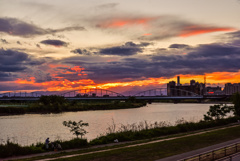 多摩川の夕焼け