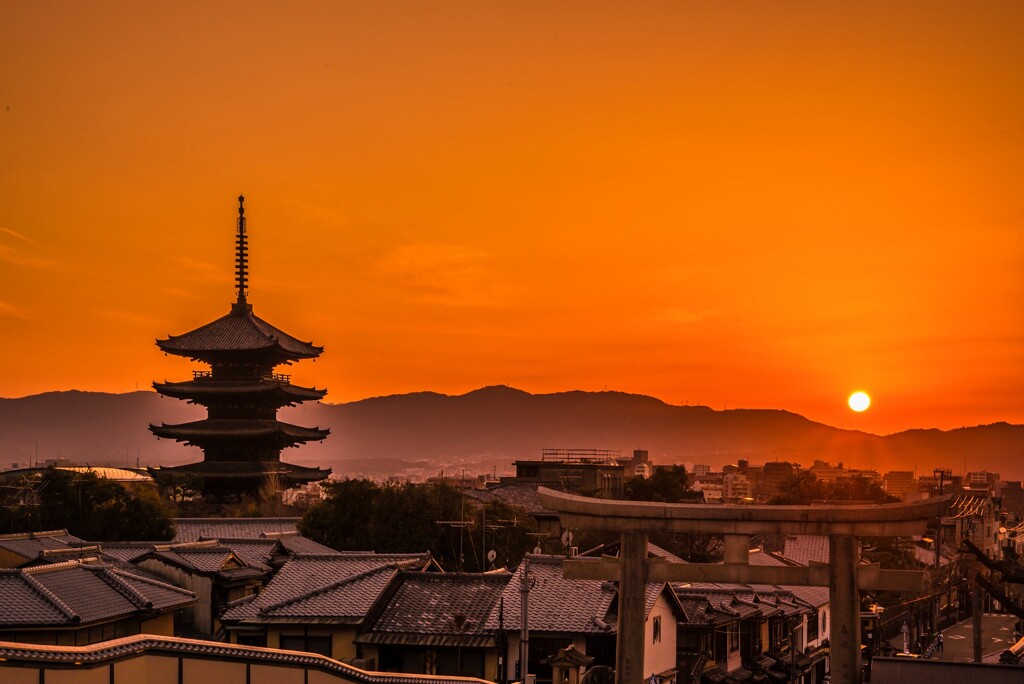 東山の夕日(速報版)