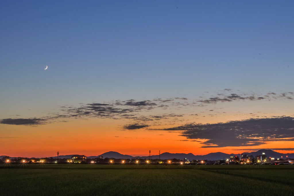 鶴岡の夕景