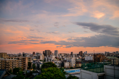 池上会館の夕焼け