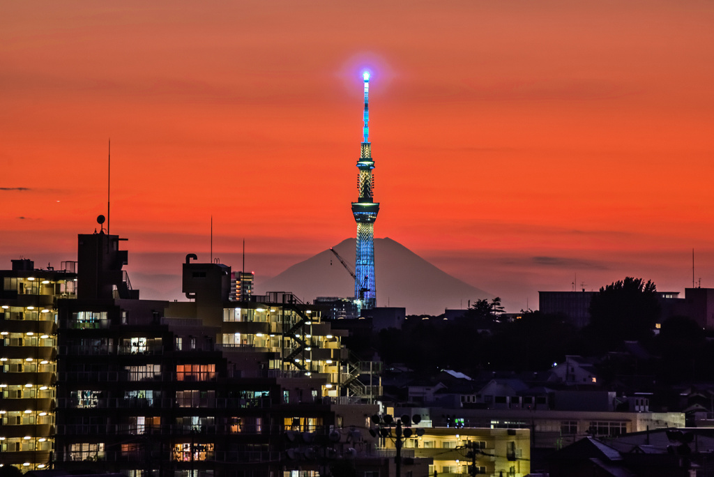 富士山を背負って