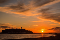 江の島の夕日