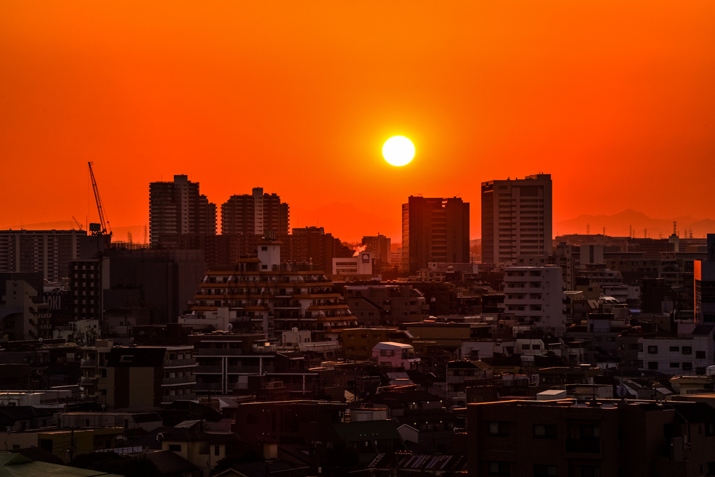 池上の夕日