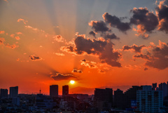 夕日と富士山2