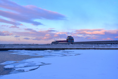 夕暮れの氷海展望塔
