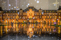 東京駅の雪景色2