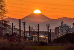 JR横浜線とダイヤモンド富士
