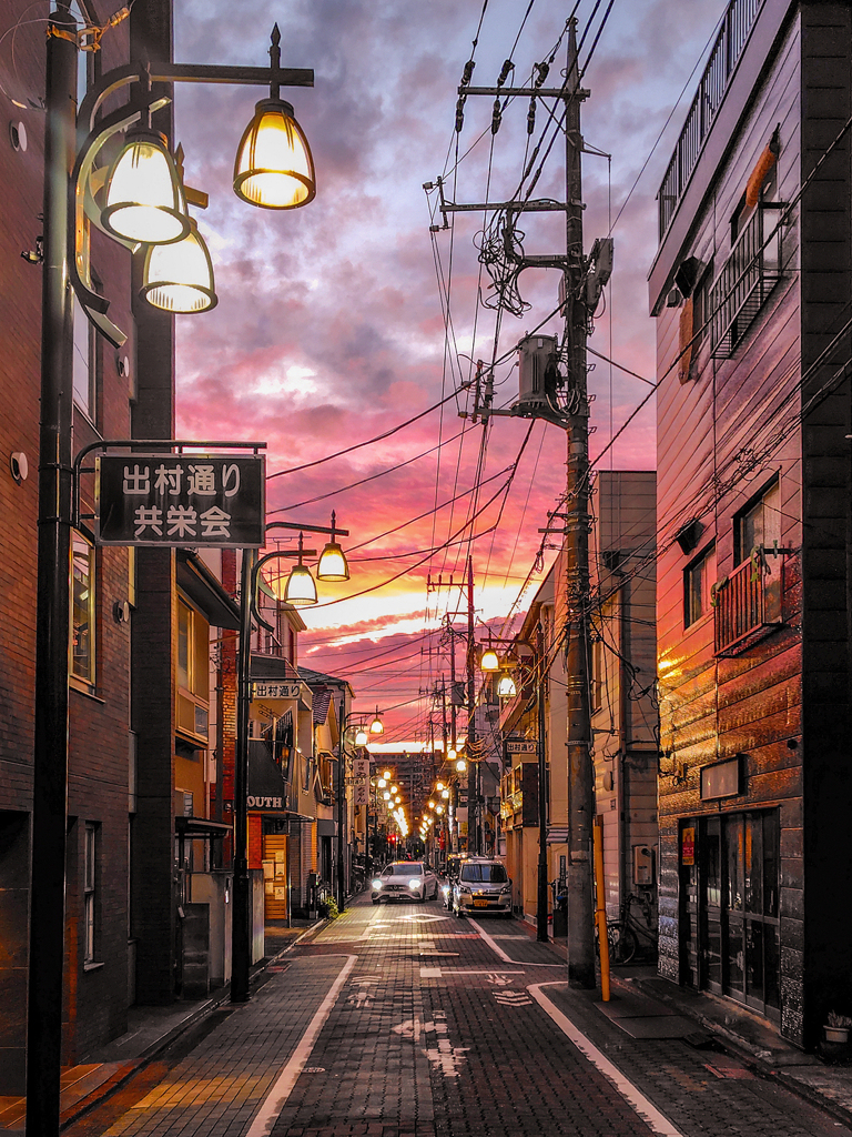 商店街の夕焼け