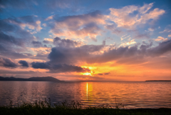 六年前のサロマ湖夕景