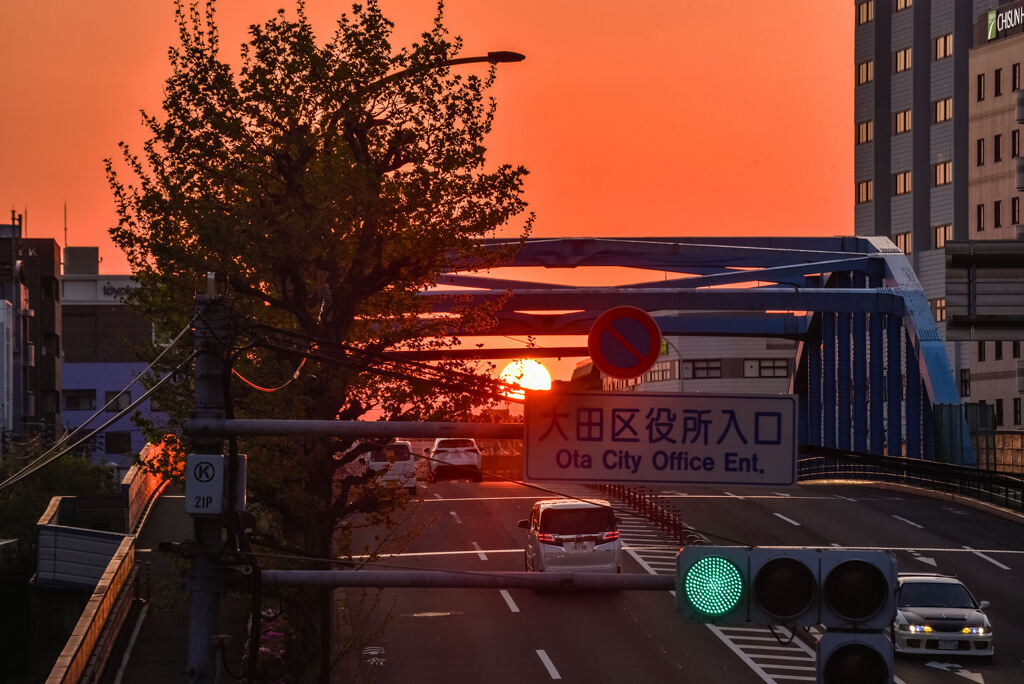 蒲田陸橋の夕日