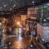 二年坂の階段の雪景色