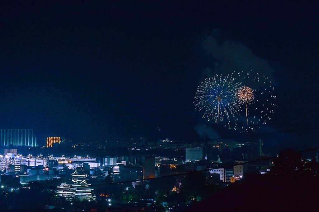 松本の花火(合成)