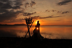 サロマ湖の夕日