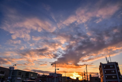 網走の夕焼け空