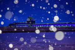 氷海展望塔オホーツクタワーの雪景色