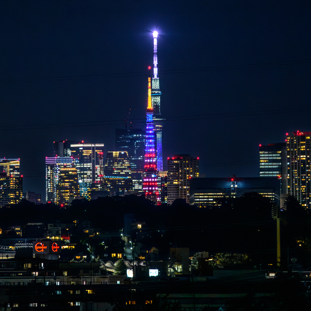 星条旗カラーのWタワー