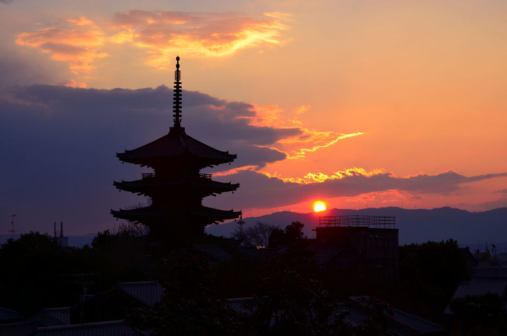 古都の夕日